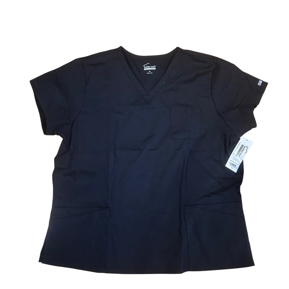 Butter-Soft Originals Womens Black V-Neck Scrub Top 2X 1921